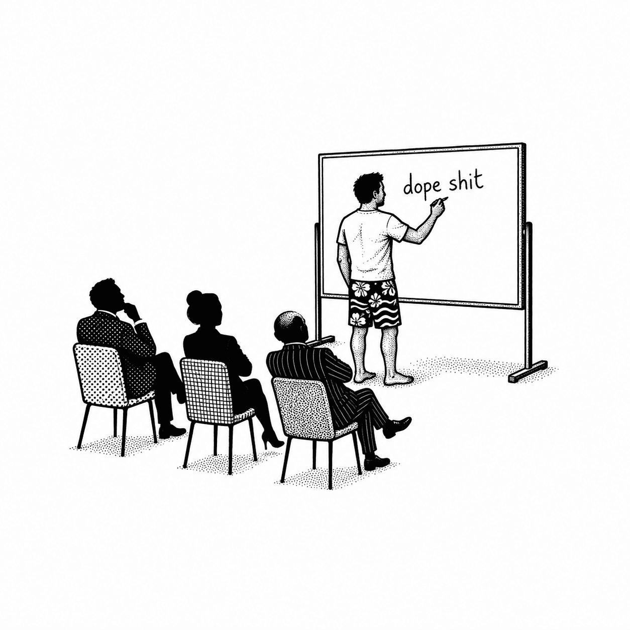 The caricature of creativity.