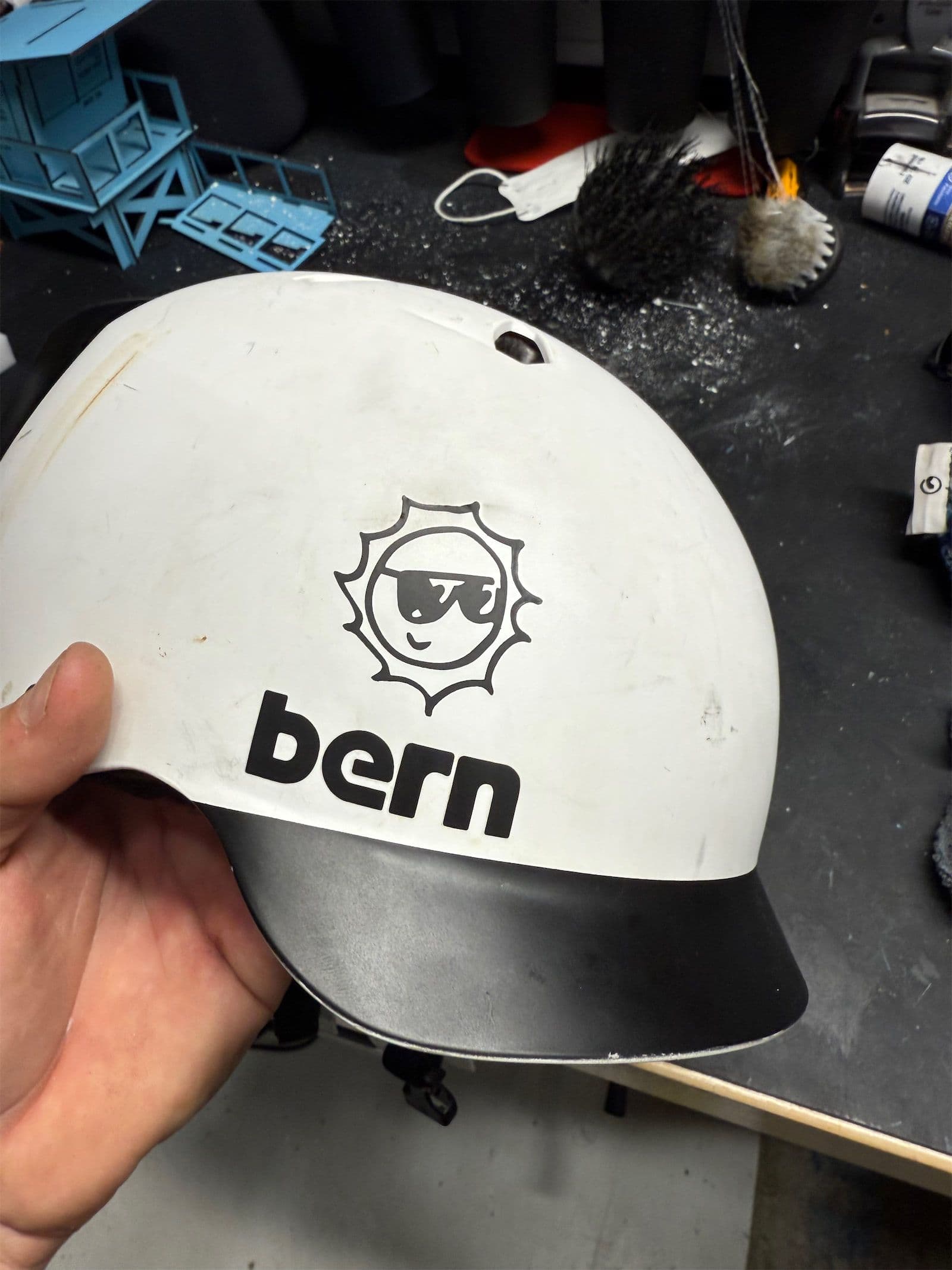 Smiling sun helmet sticker
