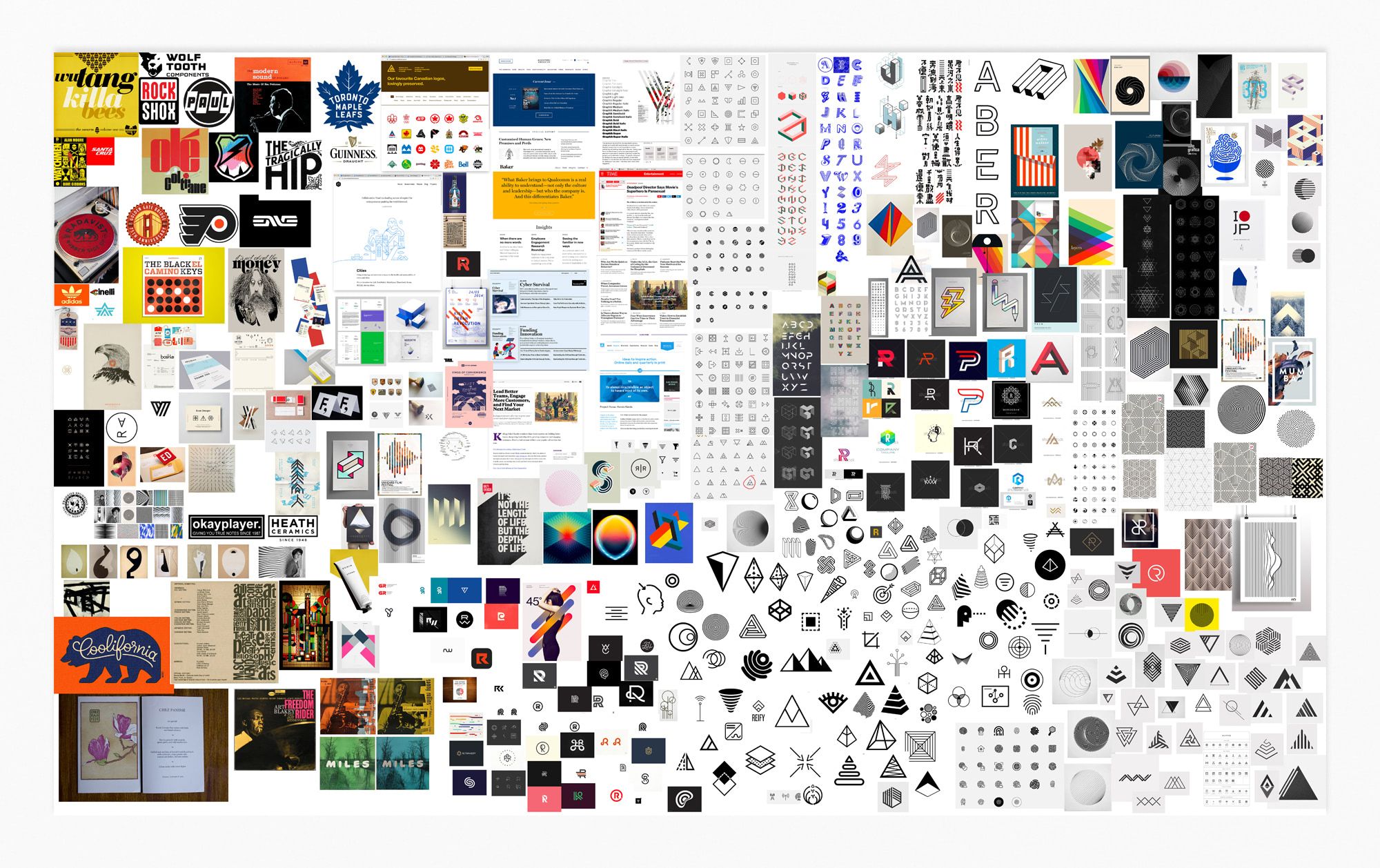 A complete mood board after extensive visual research.