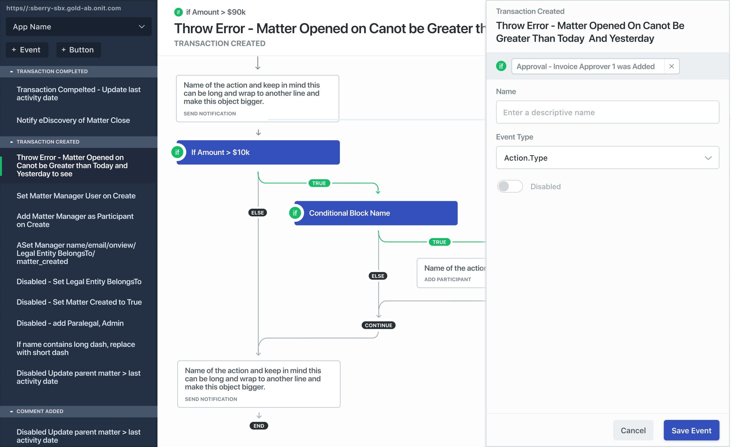 Onit Create Transaction