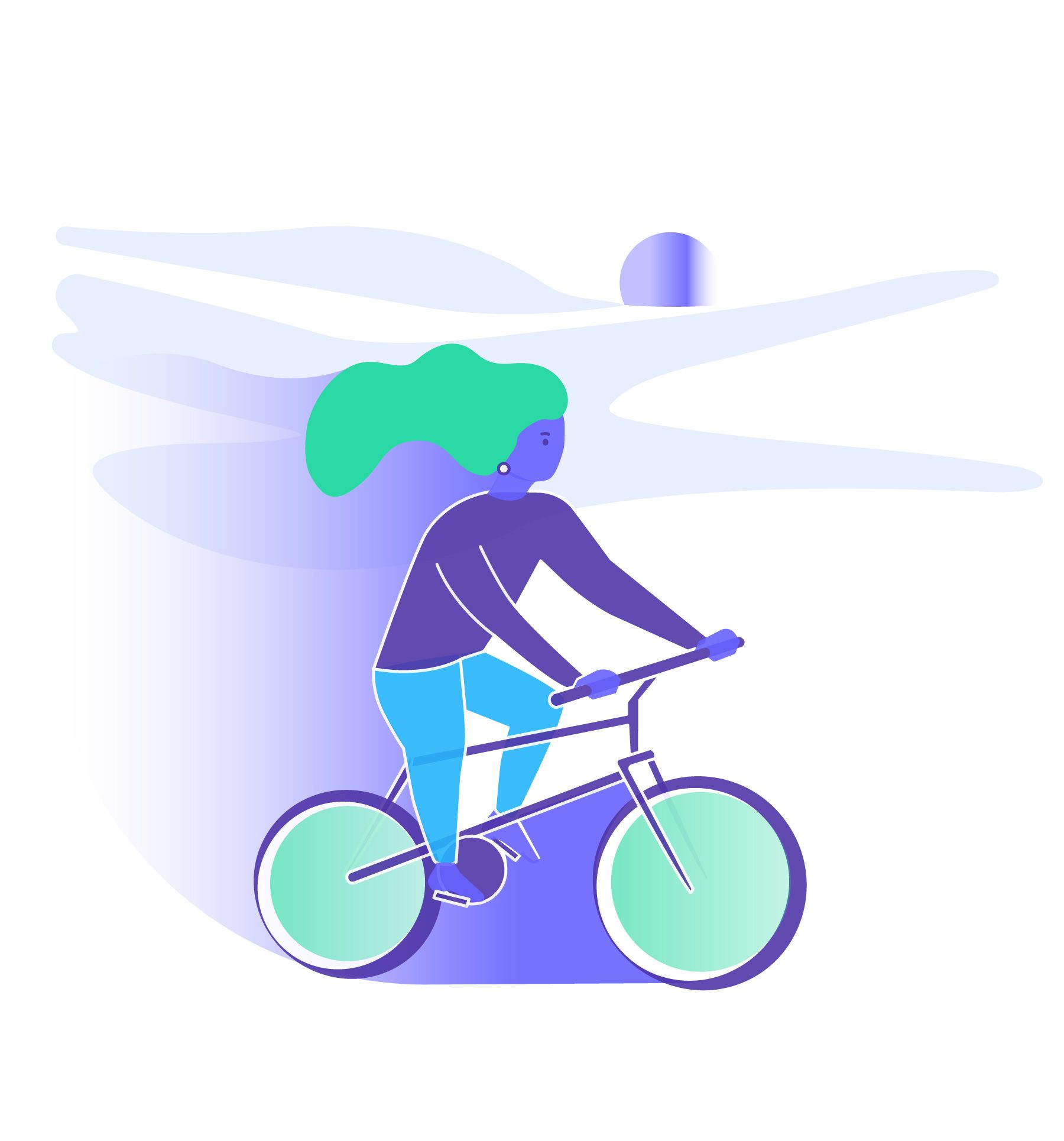Illustration of woman riding bike