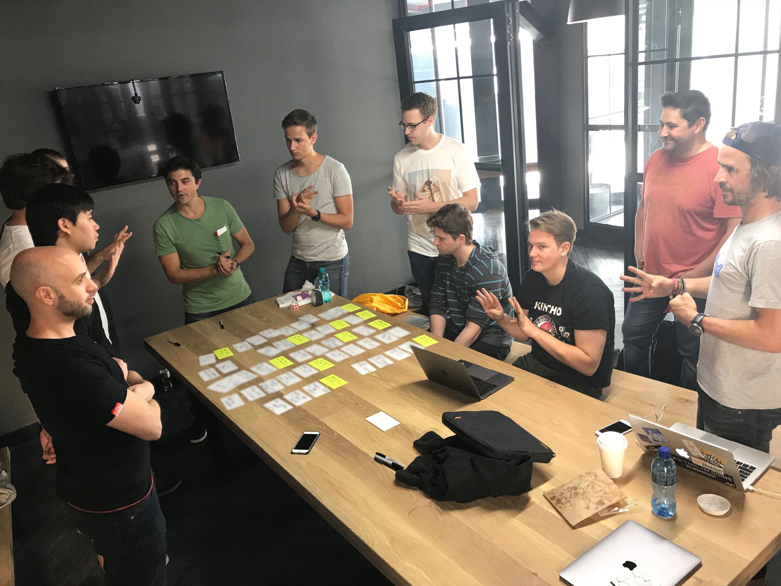 The team "shooting" to estimate the size and complexity of the work to be done.