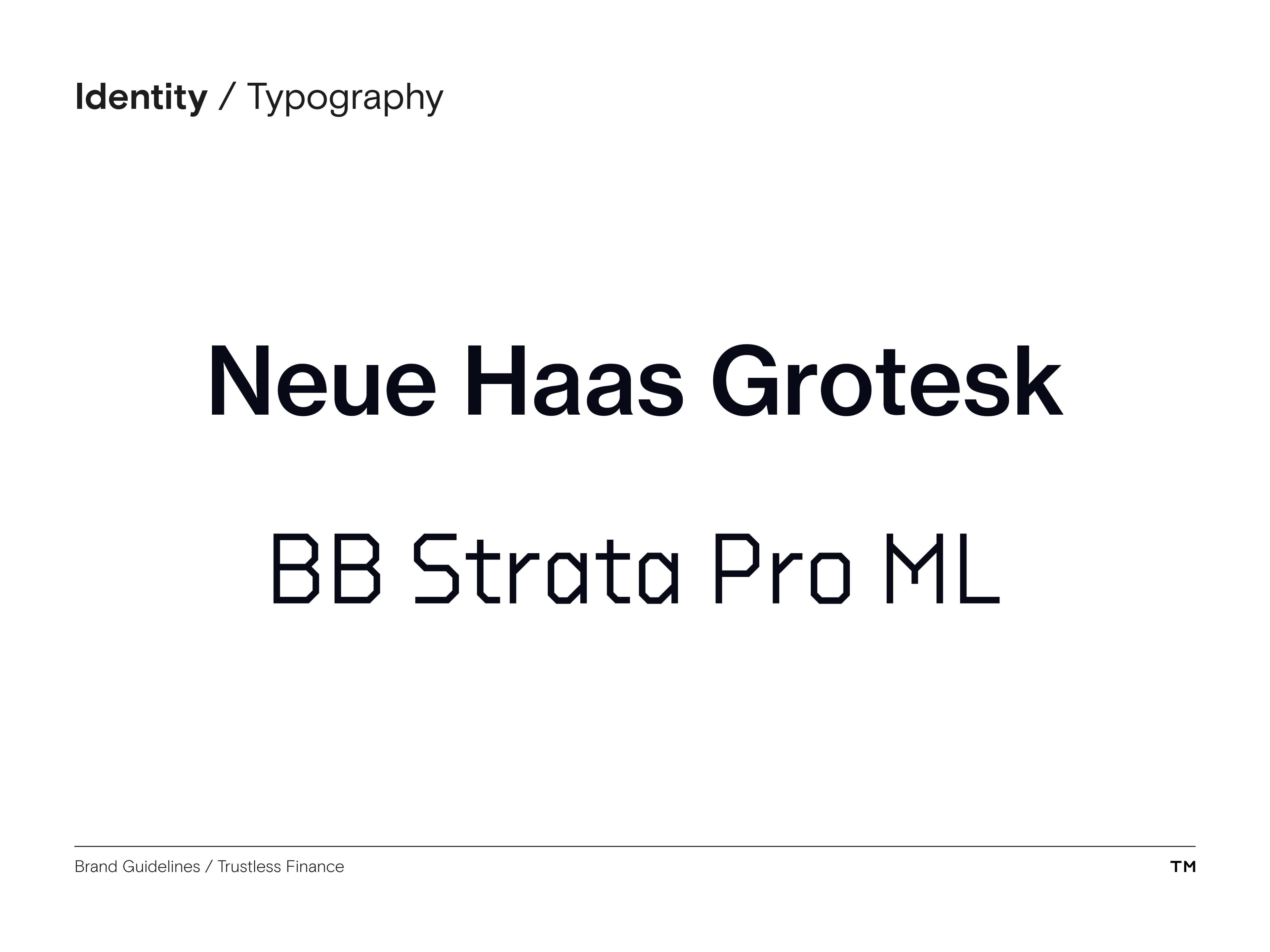 Trustless Finance Brand Guidelines typography