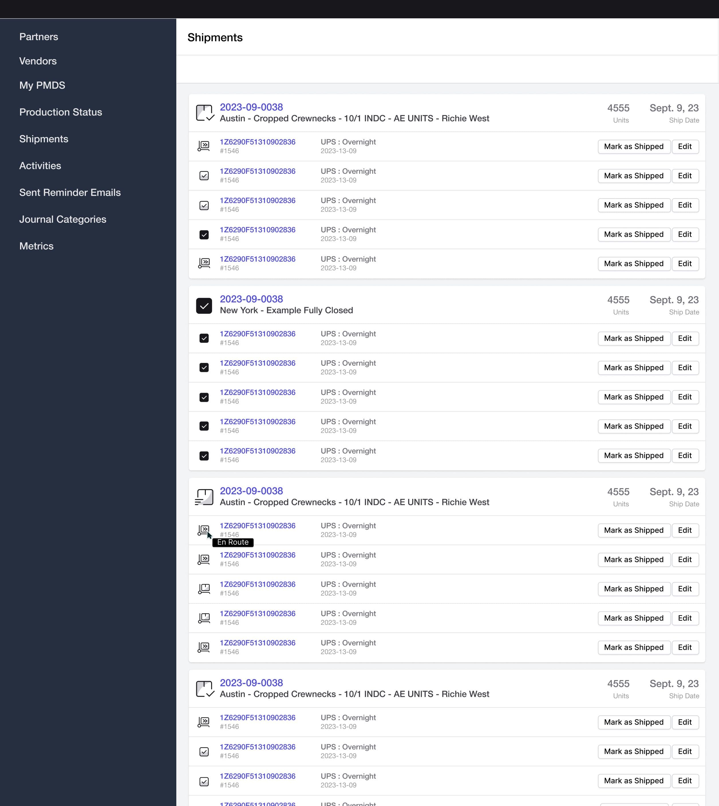 Loyalist Shipment Status