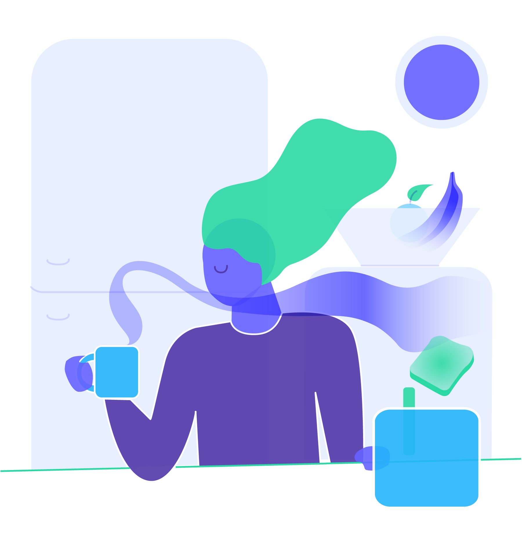 Illustration of a woman eating breakfast