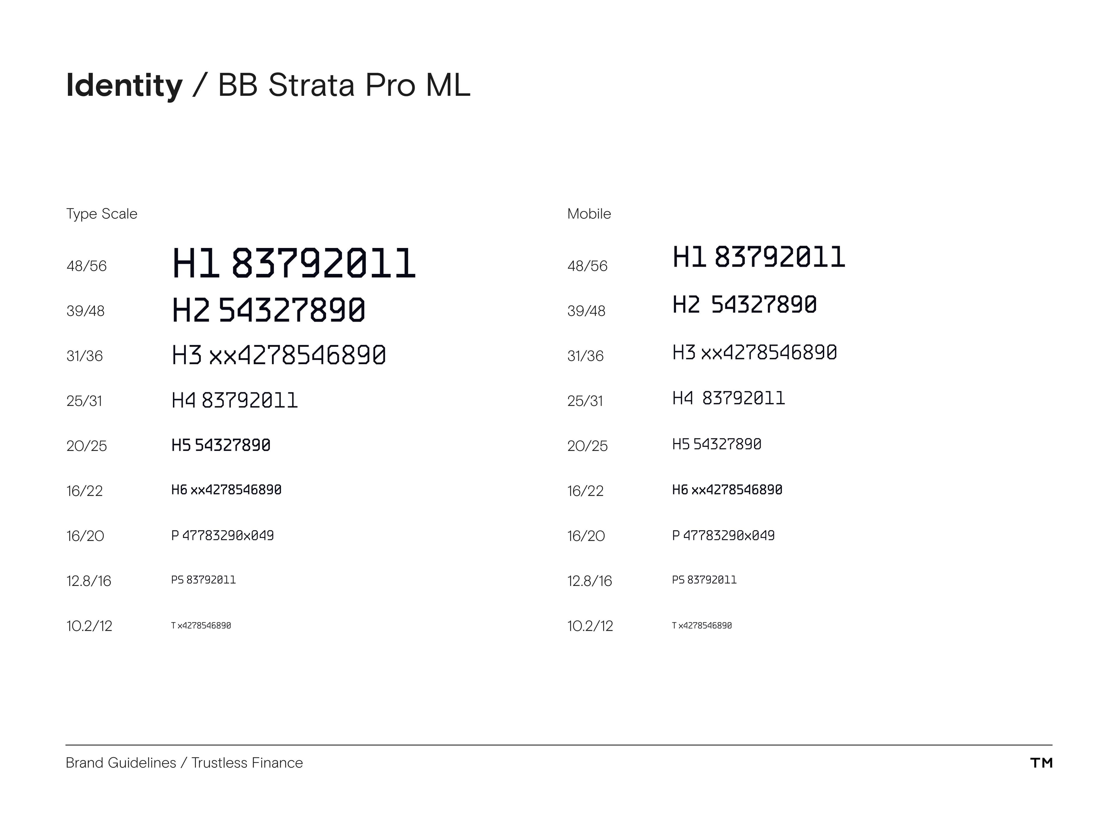 Trustless Finance Brand Guidelines type